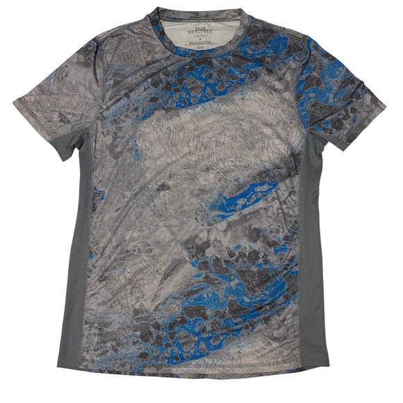 Realtree Other - Realtree Fishing Performance Shirt Gray Blue‎ Camo Short Sleeve UPF Men's M